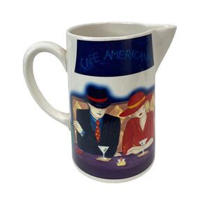 Sango Cafe Americana 7.75 Inch Tankard Pitcher 4911 porcelain Decor‎